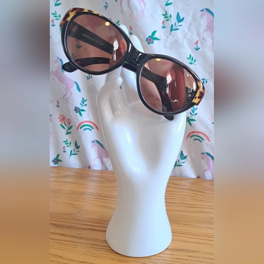 EUC Ellegi Mocha Tortoise Shell Cat Eye Neutral Glasses Sunglasses Shades Frames